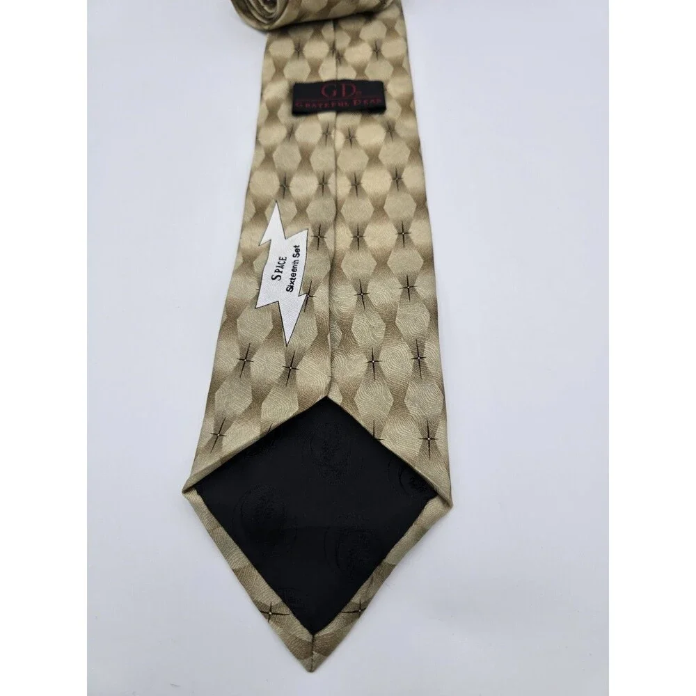VTG Grateful Dead Space Sixteenth Set Silk Tie Gold Geometric Mulberry Neckwear